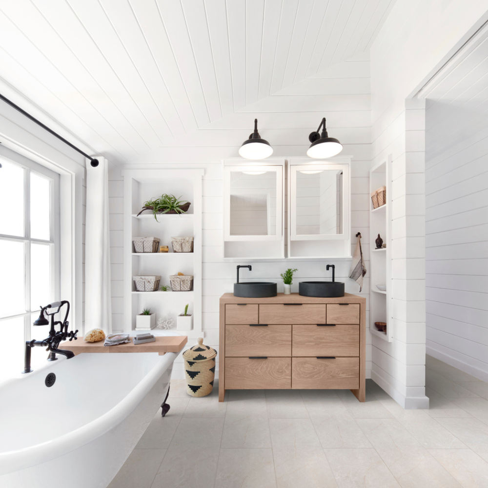 stone flooring in bathroom